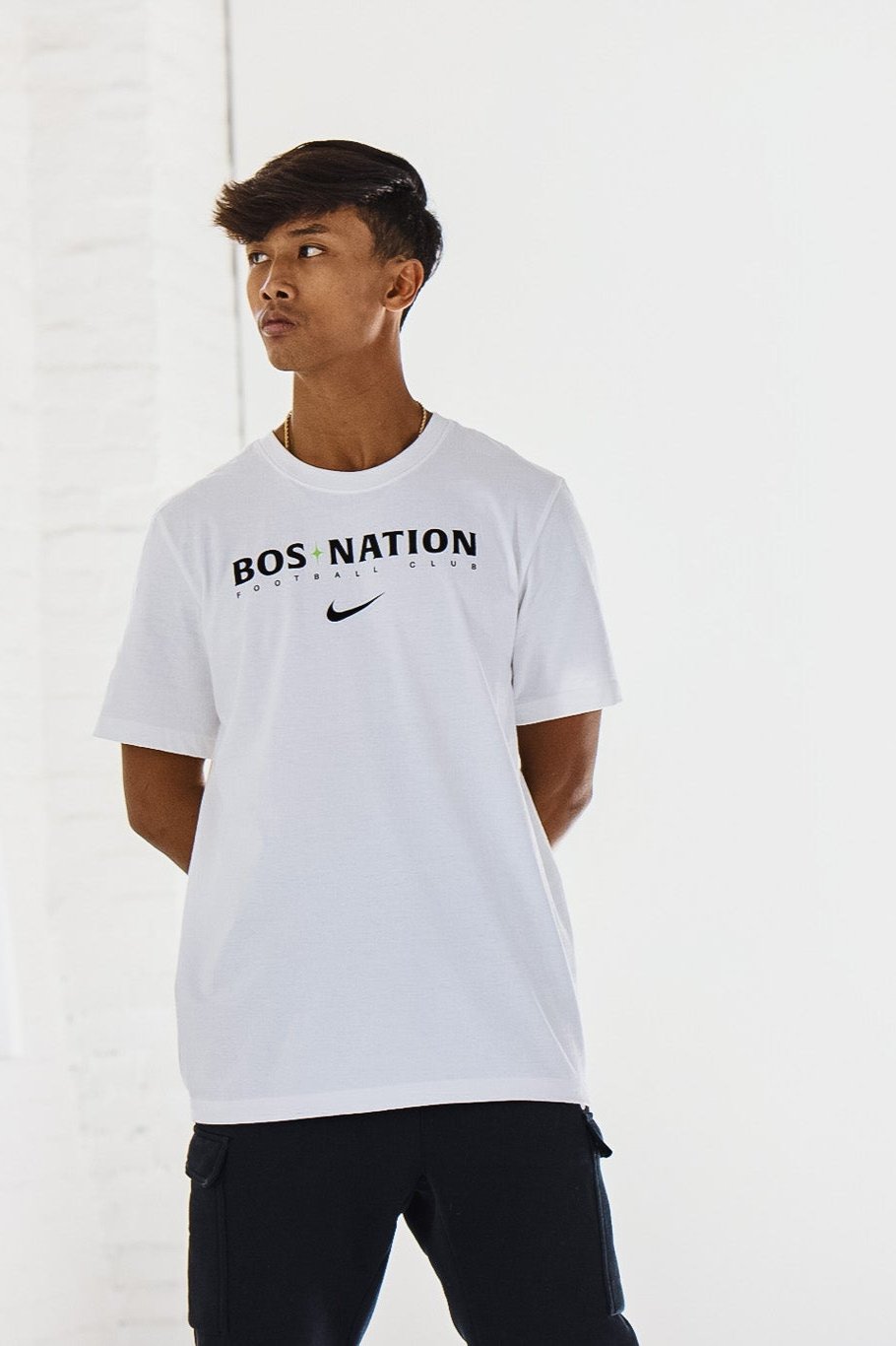 BOS Nation FC Nike Unisex White Cotton Tee